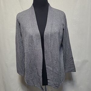 Essentials Milano Lush Open Front Cardigan Womens Medium Wool Blend Soft Grey